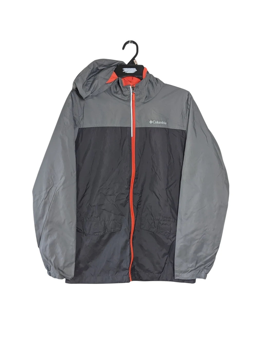 Columbia Boy's Gray & Black Lightweight Rain Jacket Size XL 18-20